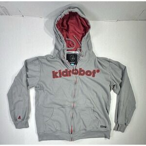 Kidrobot Grey‎ Red Logo Full Zip Hoodie Men's Large Streetwear Rare